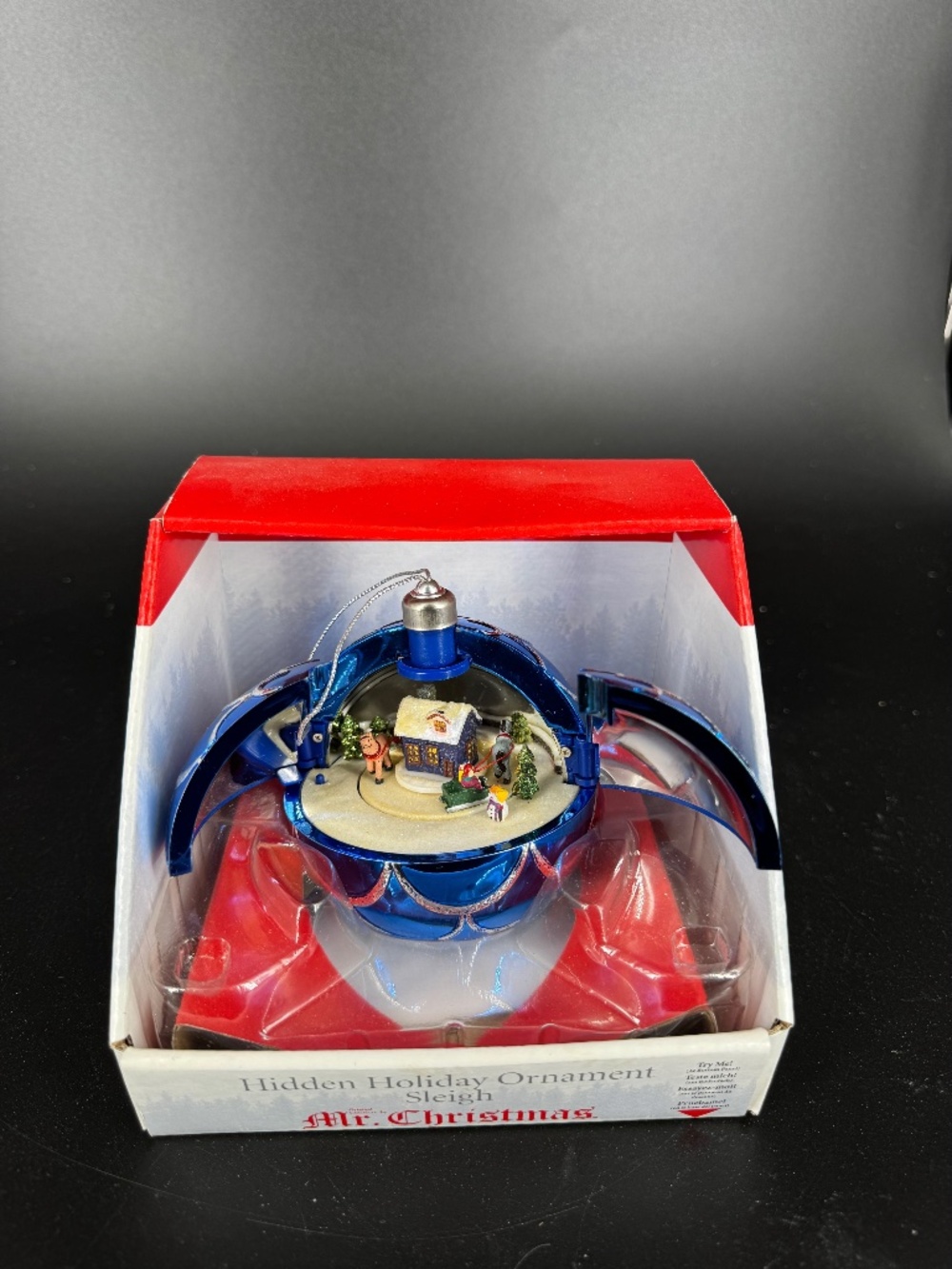 Mr Christmas Hidden Holiday Ornament Sleigh Diorama "Wish You A Merry" Music Box